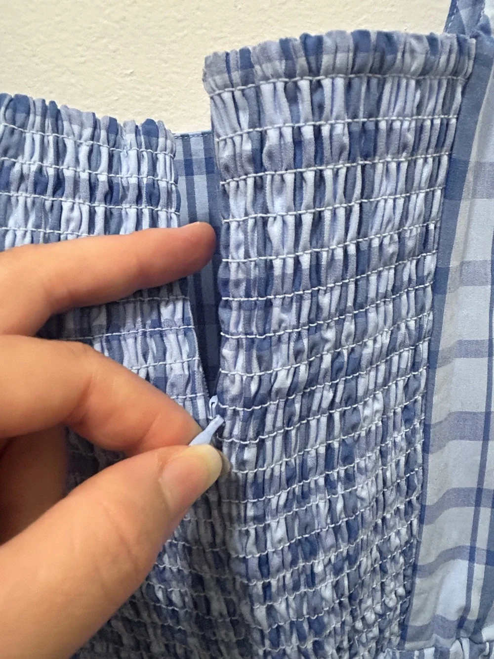 Free Assembly Blue Plaid Midi Dress Size L 12-14 NWT Cottagecore - Picture 6 of 12